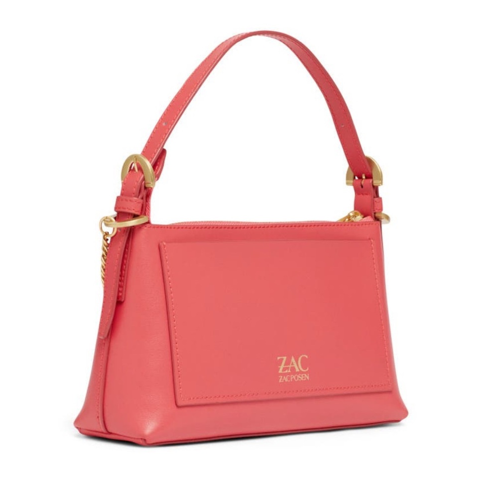 ZAC Zac Posen Pink Trapezoidal Shoulder Bag with Gold Accents